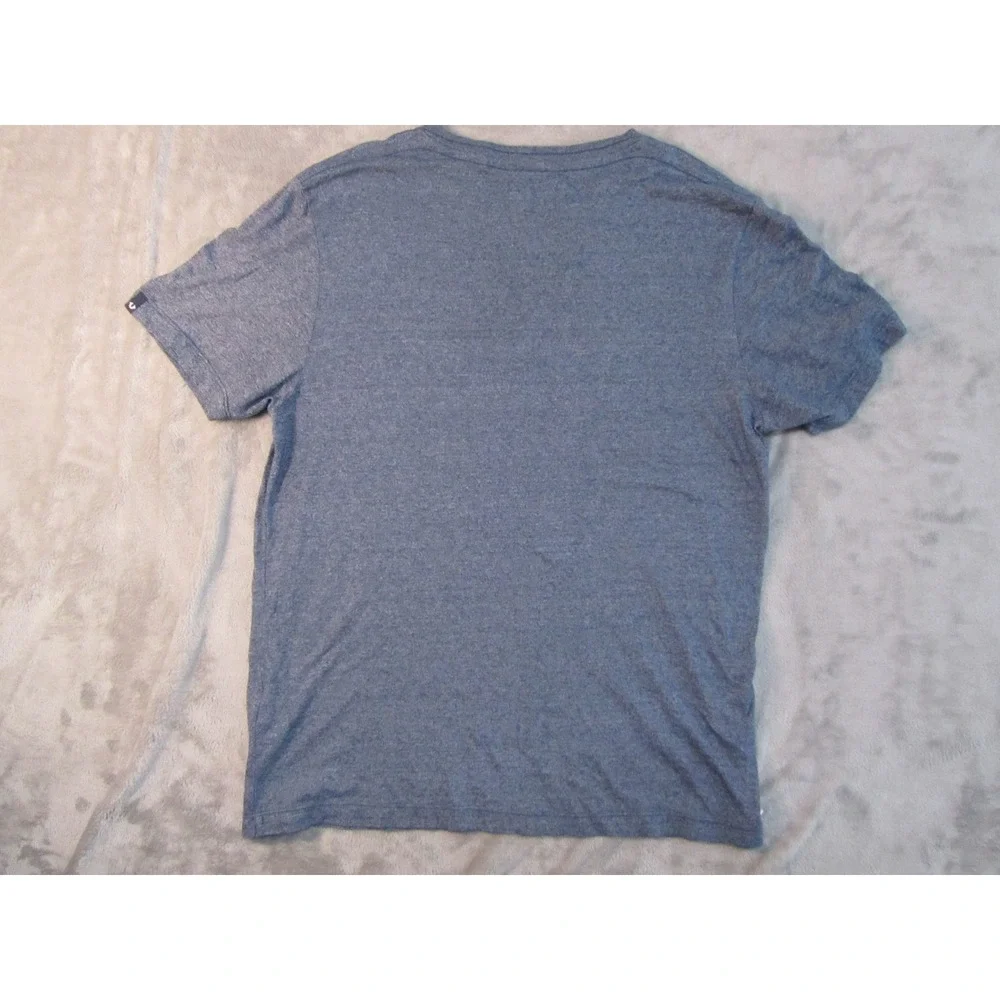 True Religion Mens Blue Heather Short Sleeve Horseshoe Logo Crew Neck T-Shirt L